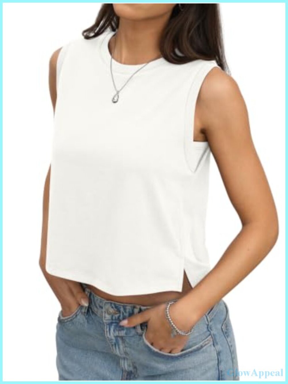 Womens Cotton Loose Fit Crop Tank Top Sleeveless Basic Trendy Tee